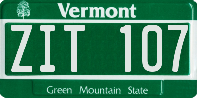 VT license plate ZIT107