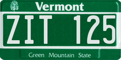 VT license plate ZIT125