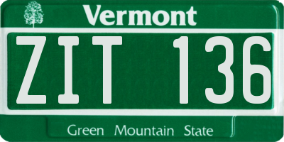 VT license plate ZIT136