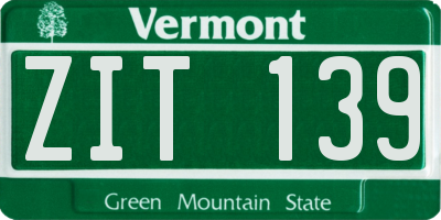 VT license plate ZIT139