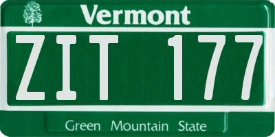 VT license plate ZIT177