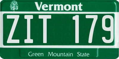 VT license plate ZIT179