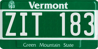 VT license plate ZIT183