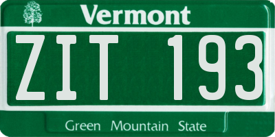 VT license plate ZIT193