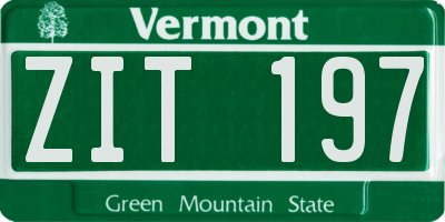 VT license plate ZIT197