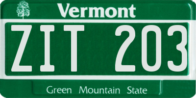 VT license plate ZIT203