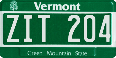 VT license plate ZIT204