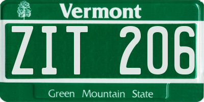 VT license plate ZIT206