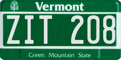 VT license plate ZIT208