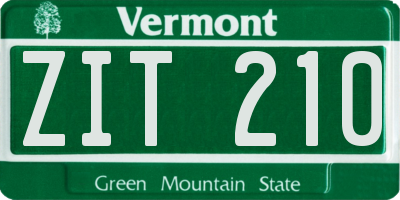 VT license plate ZIT210