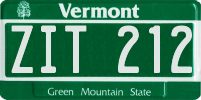 VT license plate ZIT212