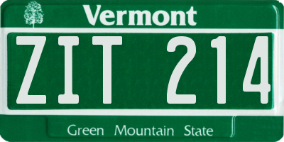 VT license plate ZIT214