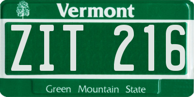 VT license plate ZIT216