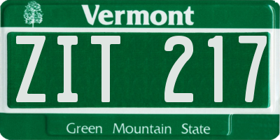 VT license plate ZIT217