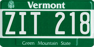 VT license plate ZIT218