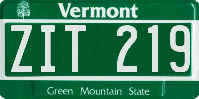 VT license plate ZIT219