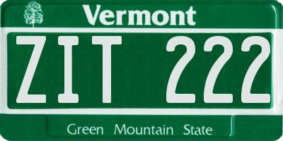 VT license plate ZIT222