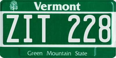 VT license plate ZIT228