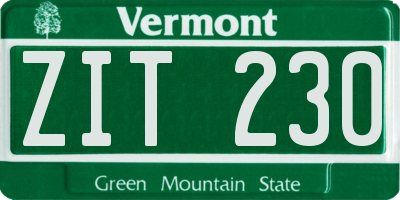 VT license plate ZIT230