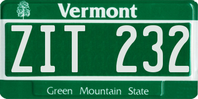 VT license plate ZIT232