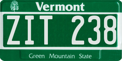 VT license plate ZIT238