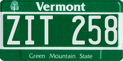VT license plate ZIT258