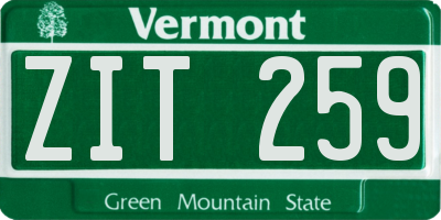 VT license plate ZIT259
