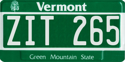 VT license plate ZIT265