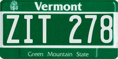 VT license plate ZIT278