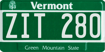 VT license plate ZIT280