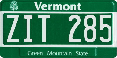 VT license plate ZIT285