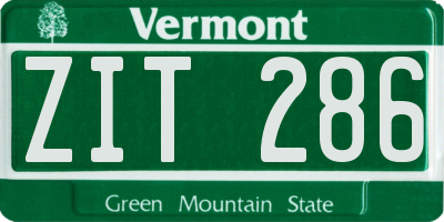 VT license plate ZIT286