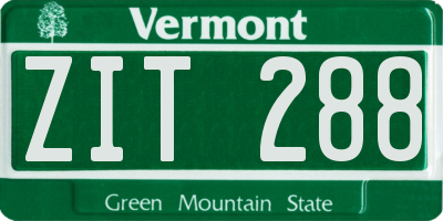 VT license plate ZIT288
