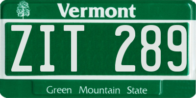 VT license plate ZIT289