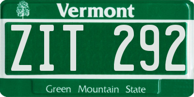 VT license plate ZIT292