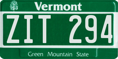 VT license plate ZIT294