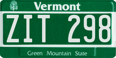 VT license plate ZIT298