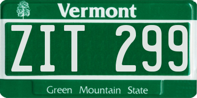 VT license plate ZIT299