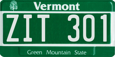 VT license plate ZIT301