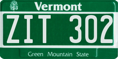 VT license plate ZIT302