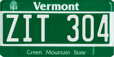 VT license plate ZIT304