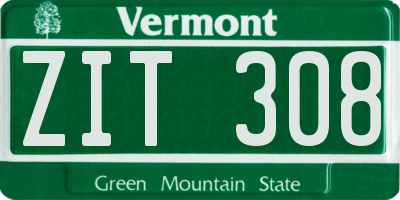 VT license plate ZIT308