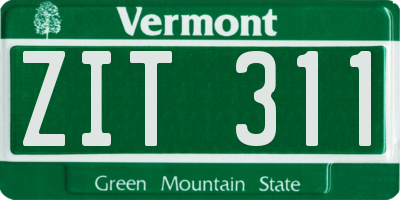 VT license plate ZIT311
