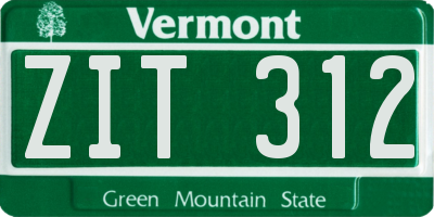 VT license plate ZIT312
