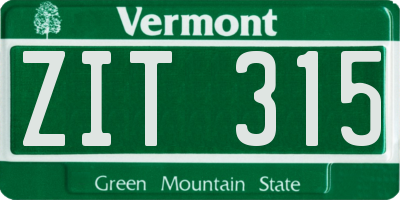 VT license plate ZIT315