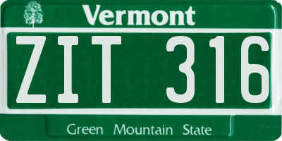 VT license plate ZIT316