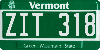 VT license plate ZIT318