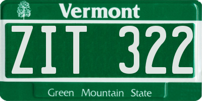 VT license plate ZIT322