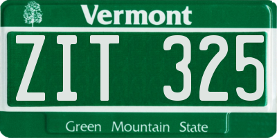 VT license plate ZIT325