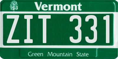 VT license plate ZIT331